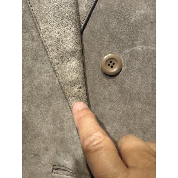 Vintage Womens Double-Breasted Genuine Leather Blazer Jacket Size XL Tan Made In - Picture 7 of 14